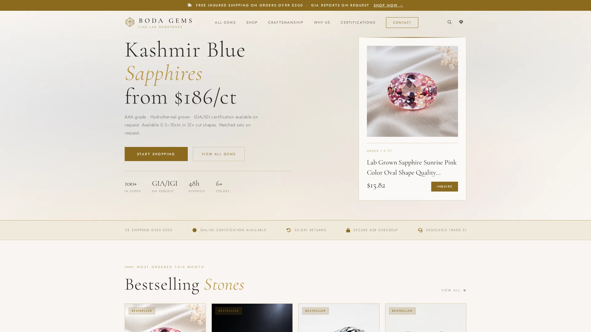 BODA GEMS website homepage
