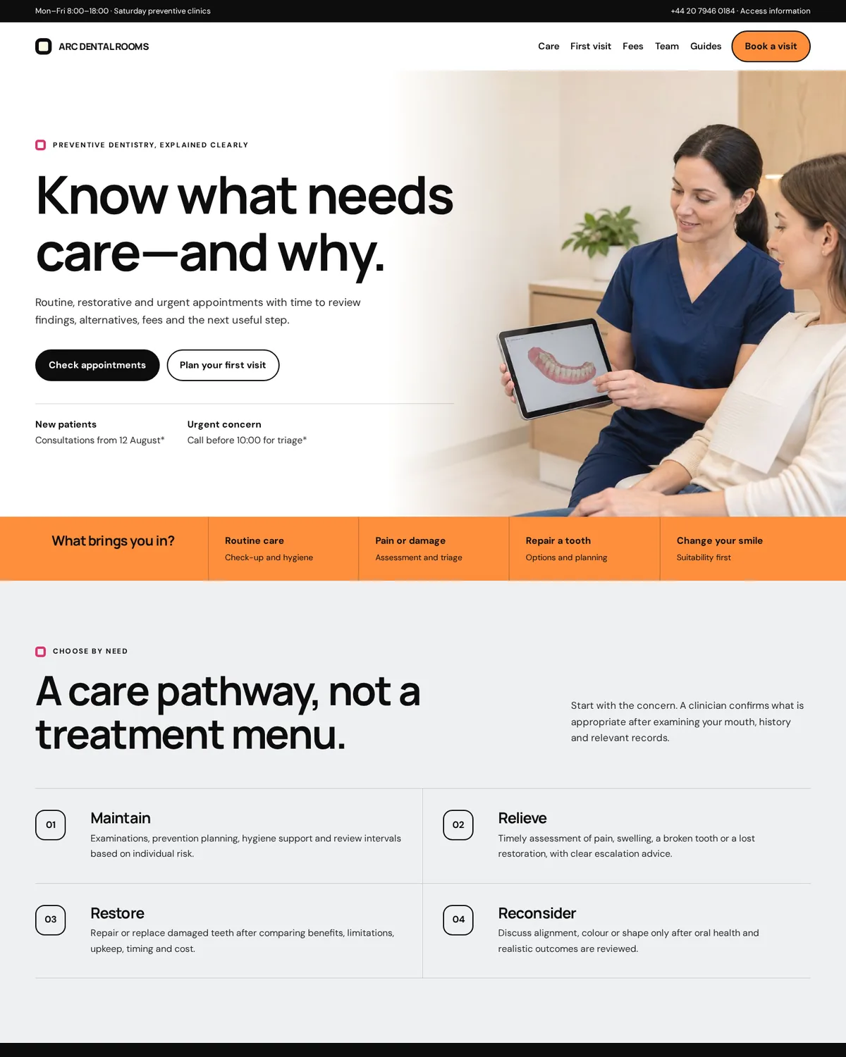 Arc Dental Rooms website template preview