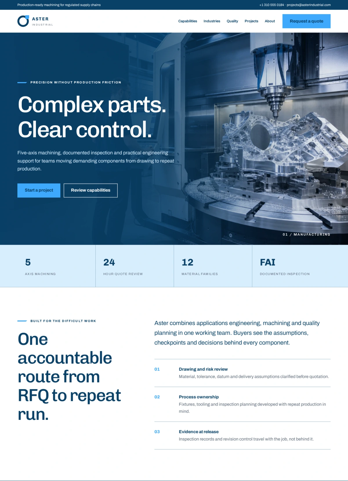 Aster Industrial website template preview