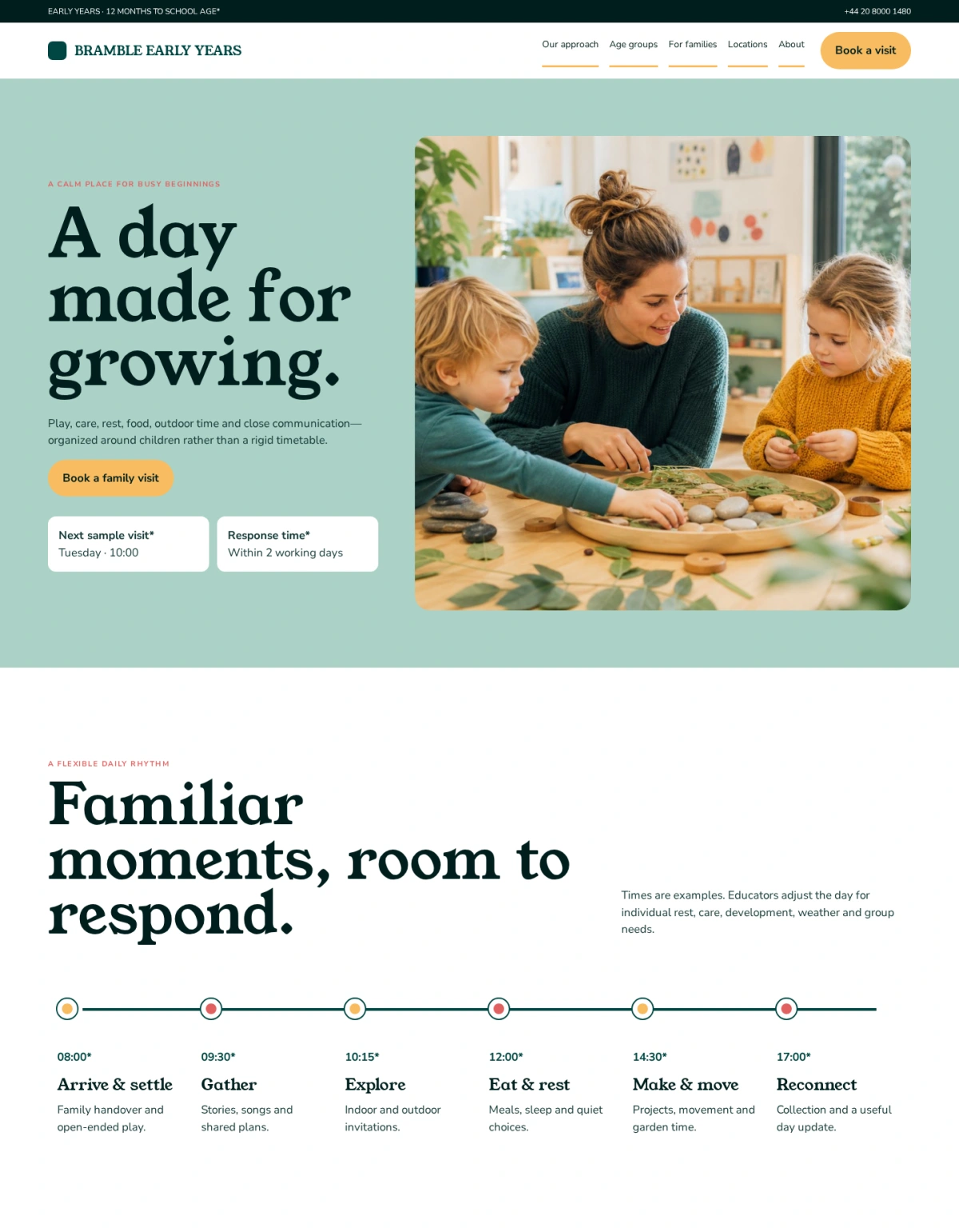 Bramble Early Years website template preview
