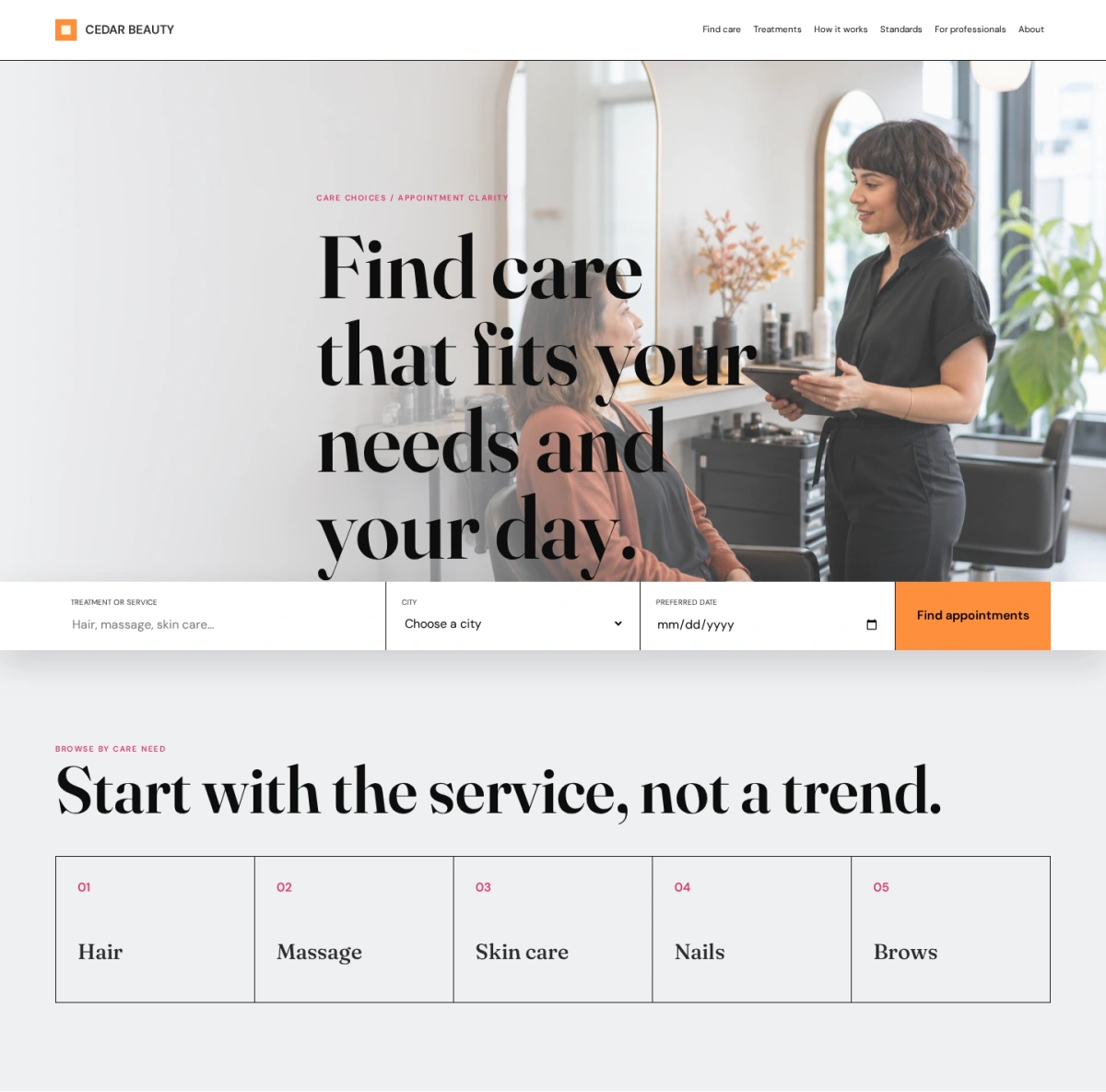 Cedar Beauty website template preview
