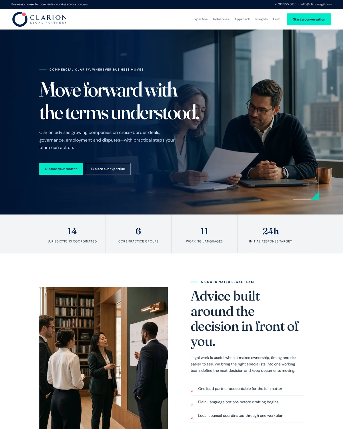 Clarion Legal Partners website template preview