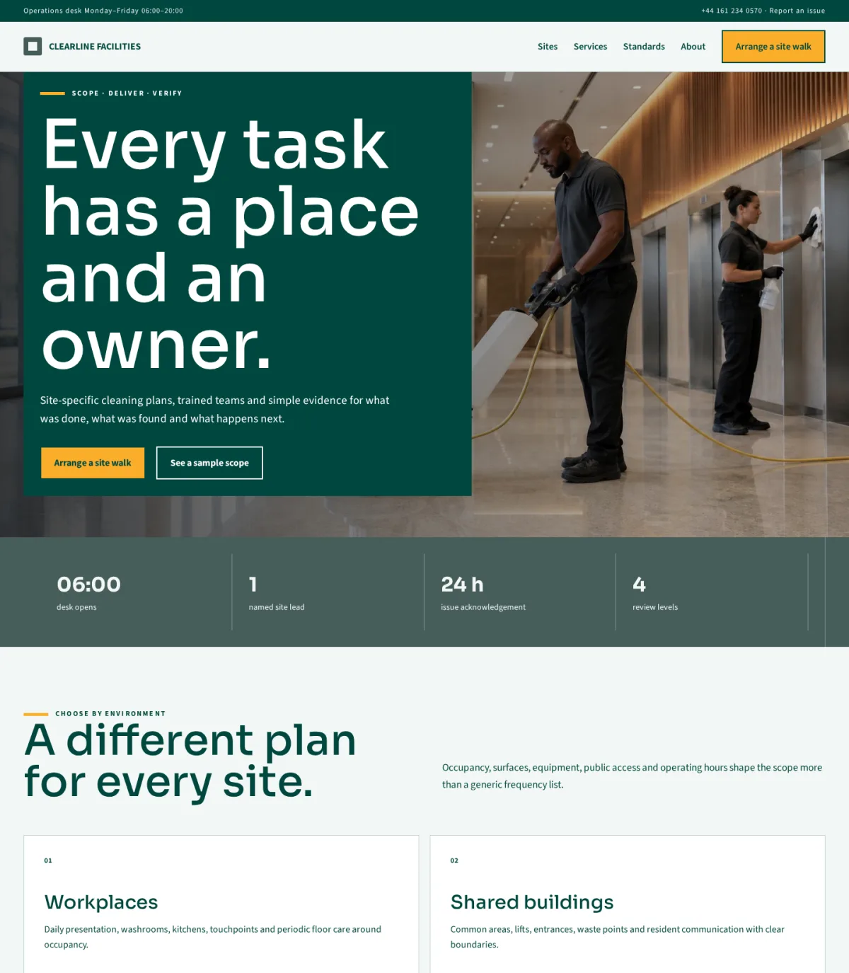 CLEARLINE FACILITIES website template preview