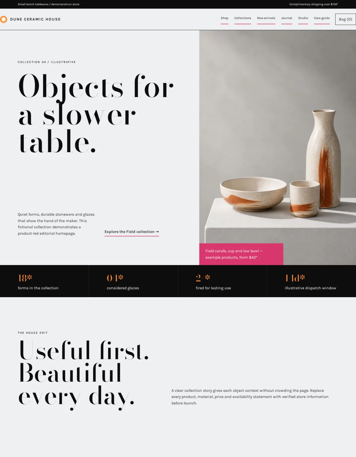 Dune Ceramic House website template preview