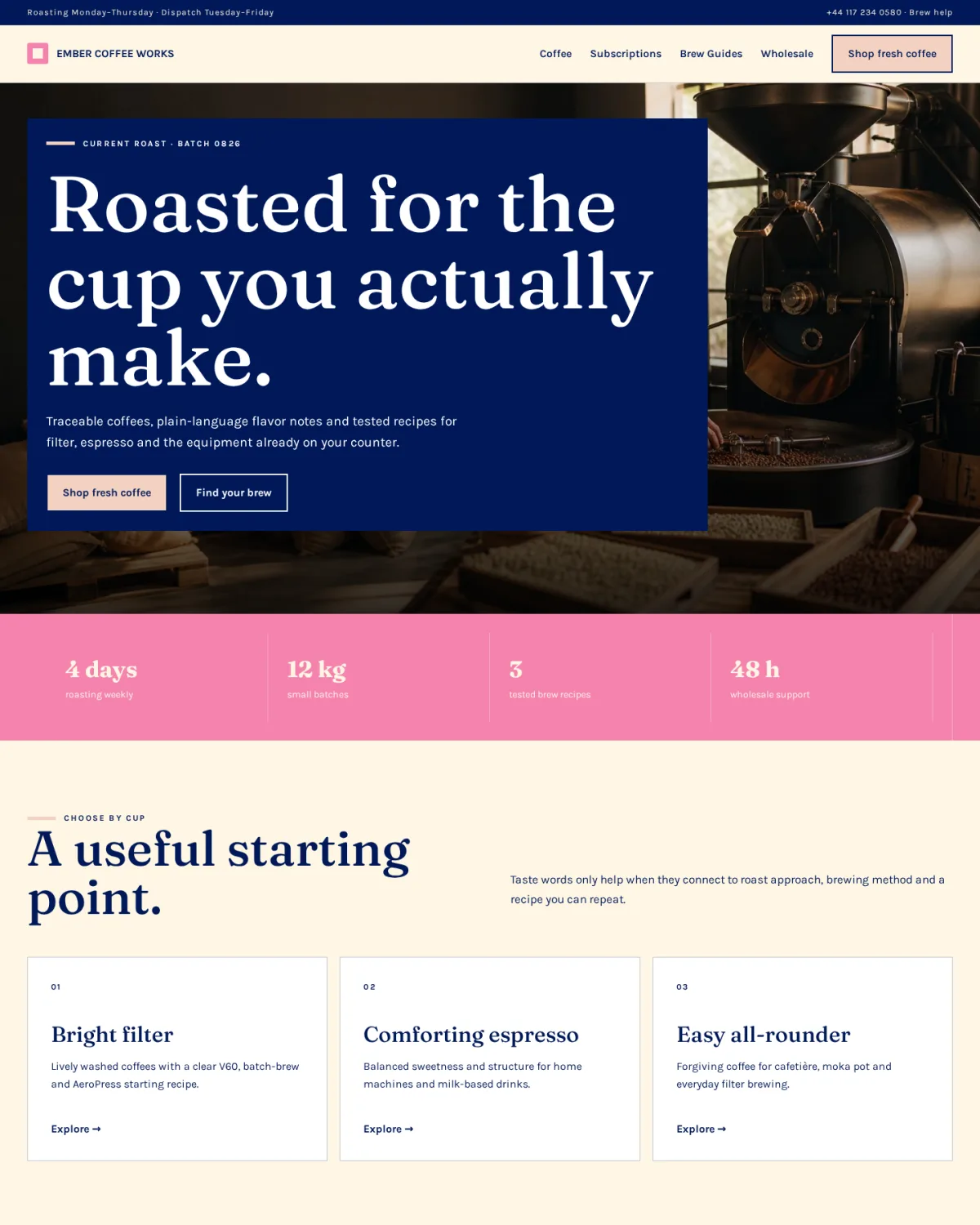 EMBER COFFEE WORKS website template preview