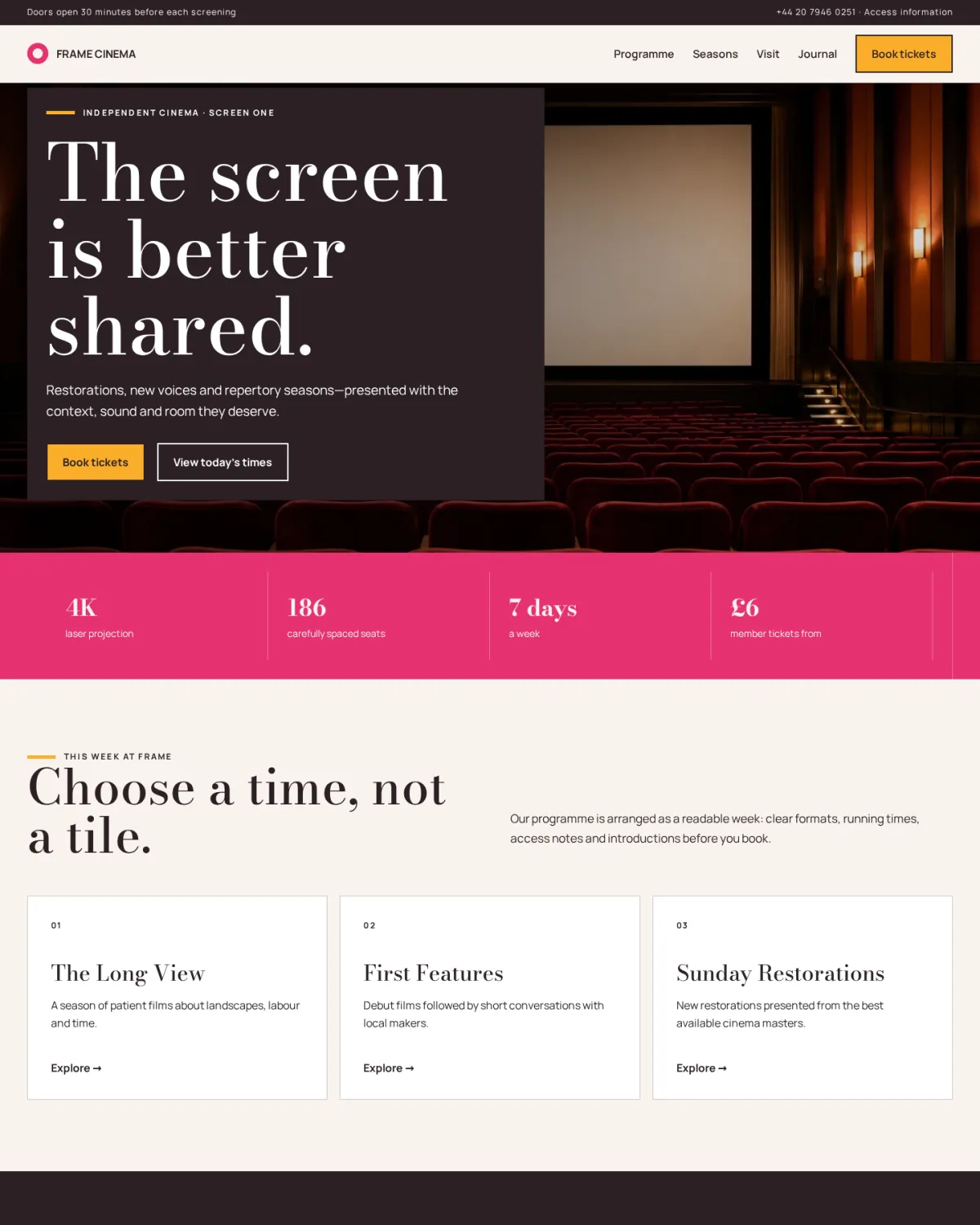 FRAME CINEMA website template preview