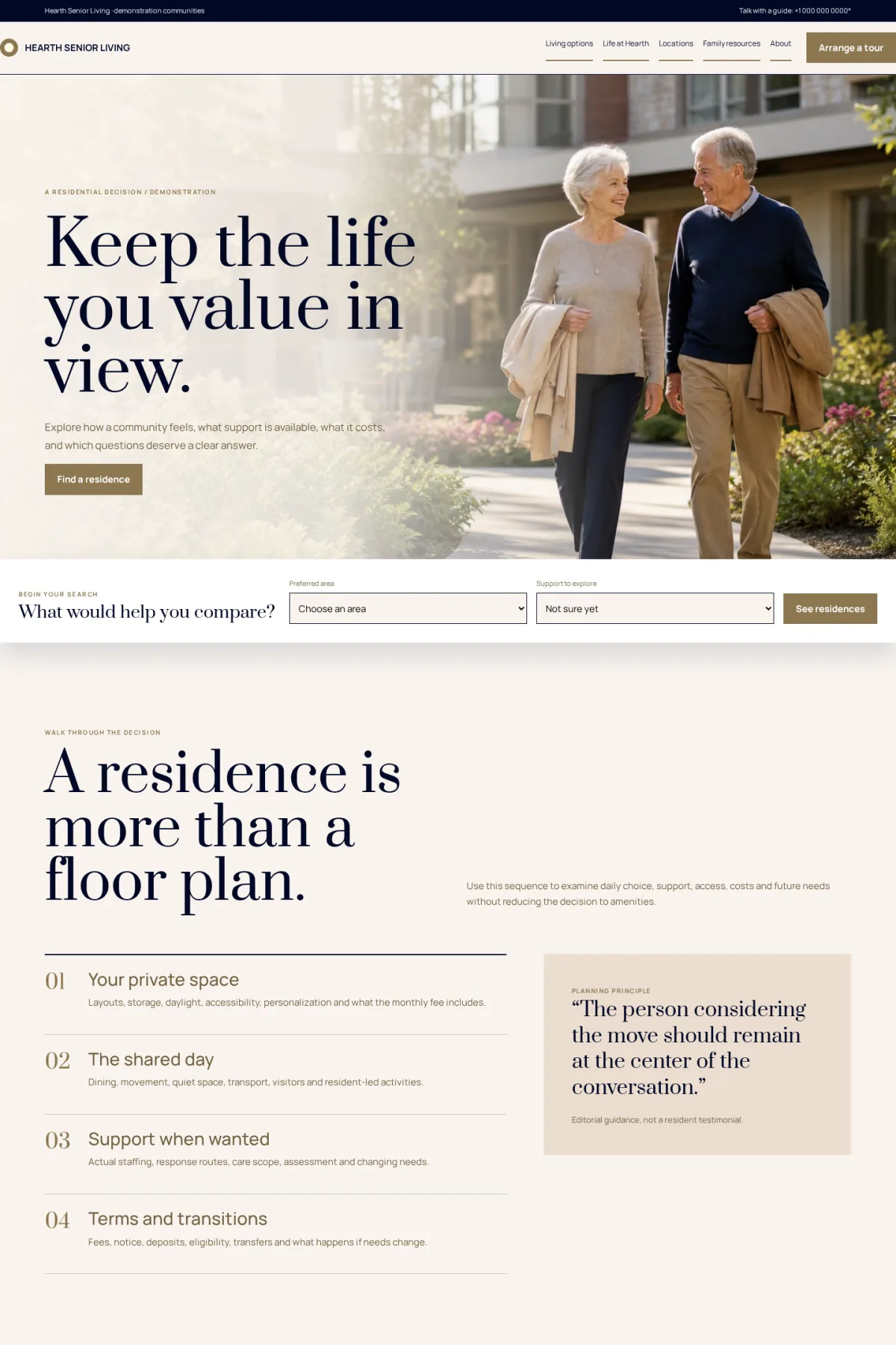 Hearth Senior Living website template preview