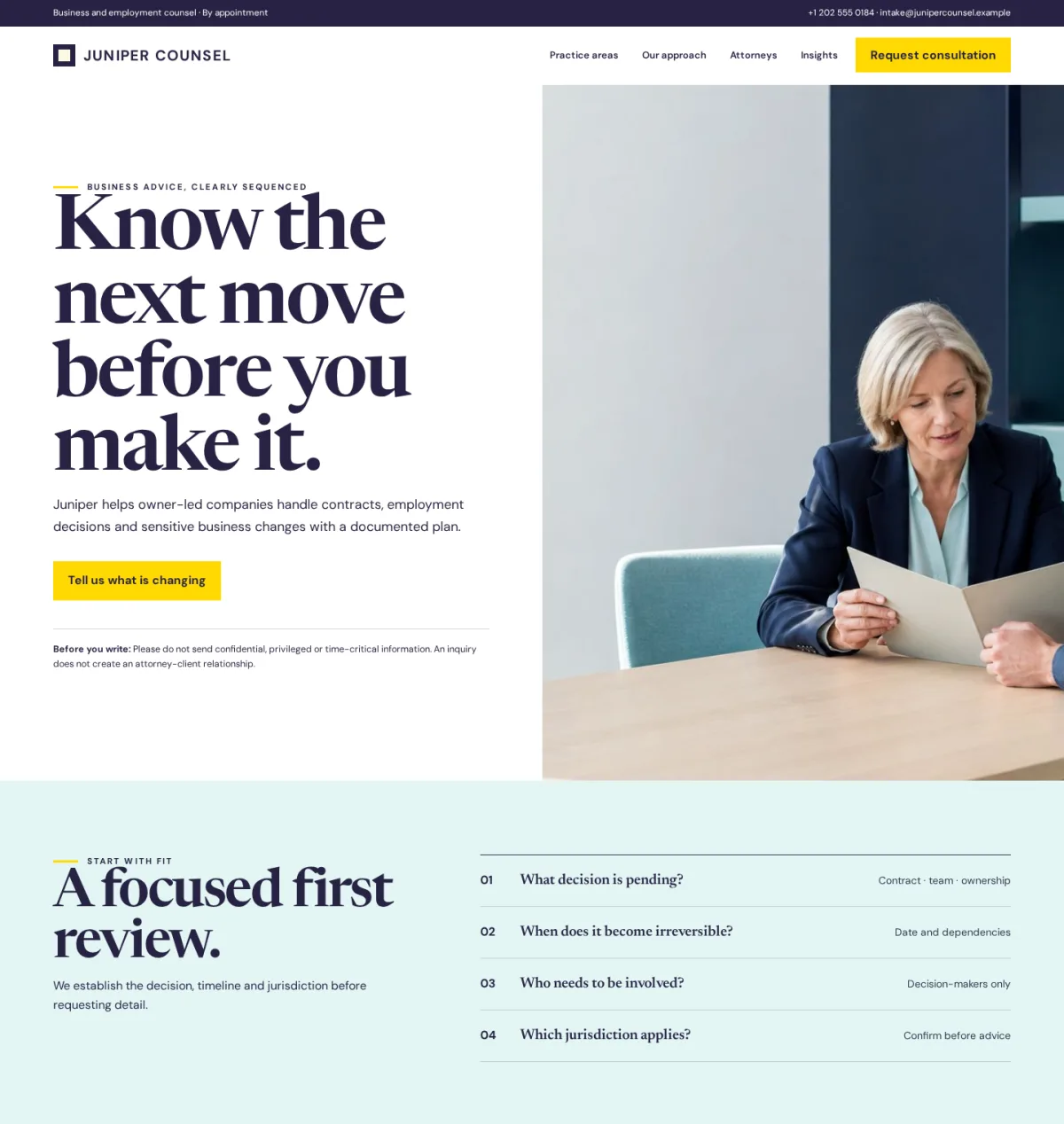 Juniper Legal Counsel website template preview
