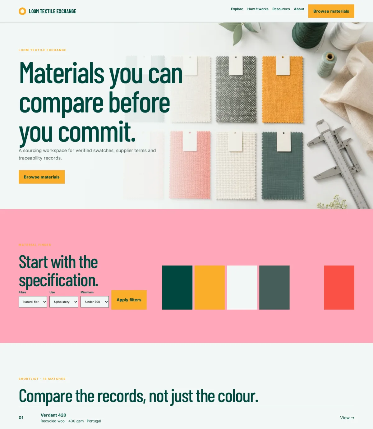 LOOM TEXTILE EXCHANGE website template preview