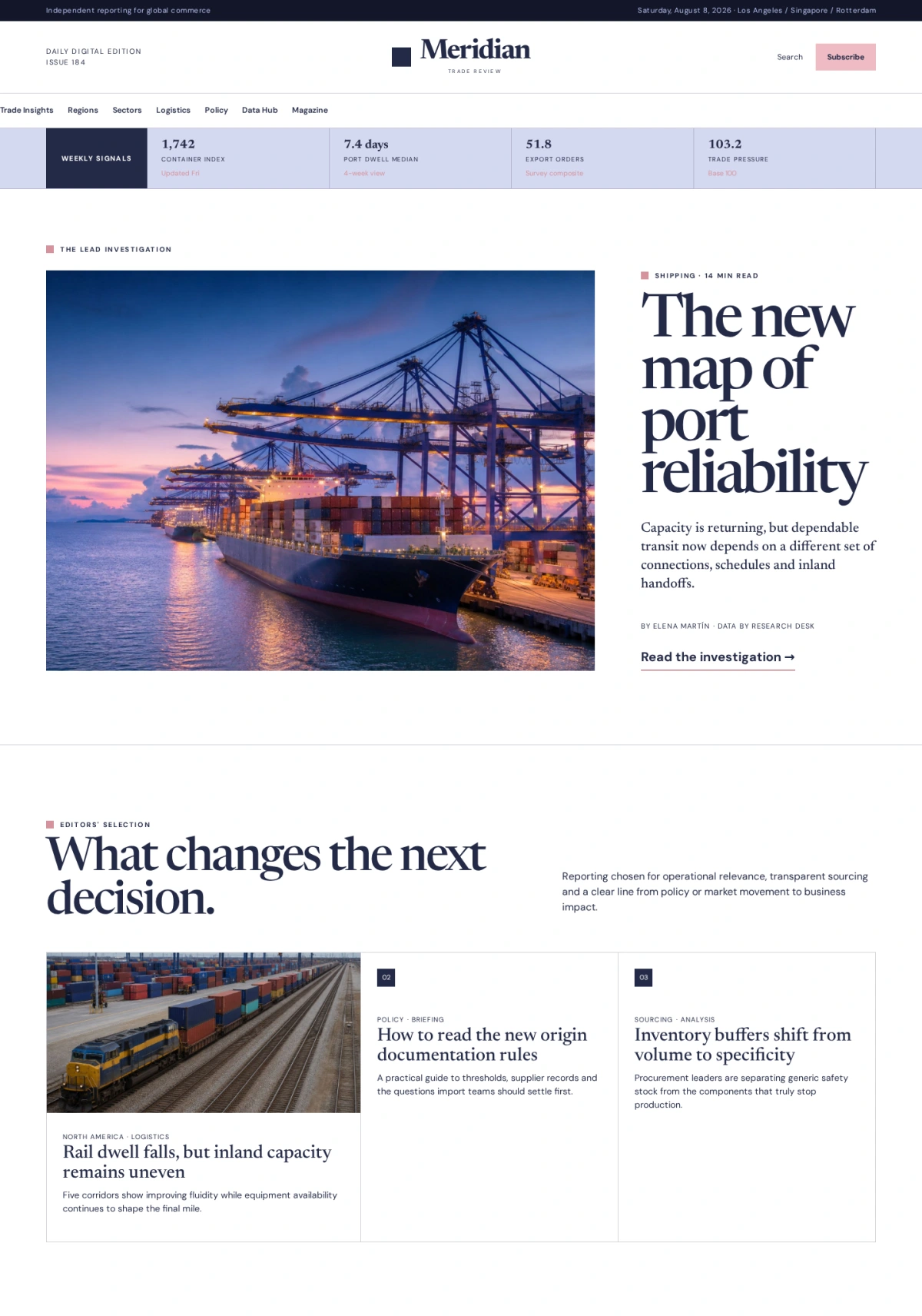 Meridian Trade Review website template preview