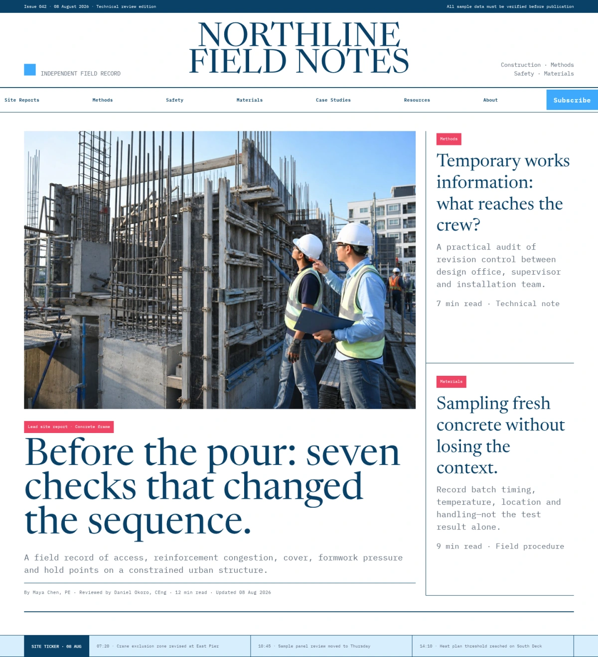 Northline Field Notes website template preview