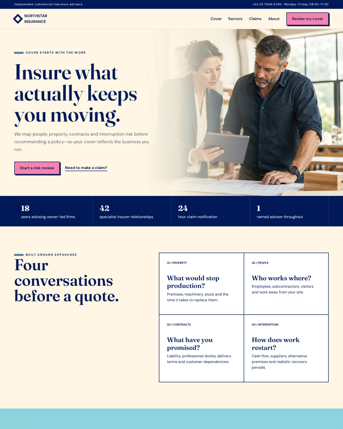 Northstar Insurance Advisory website template preview