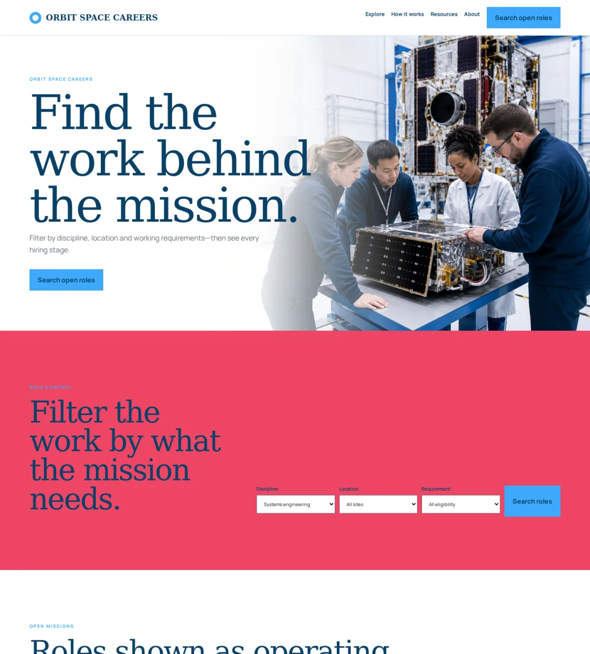 ORBIT SPACE CAREERS website template preview