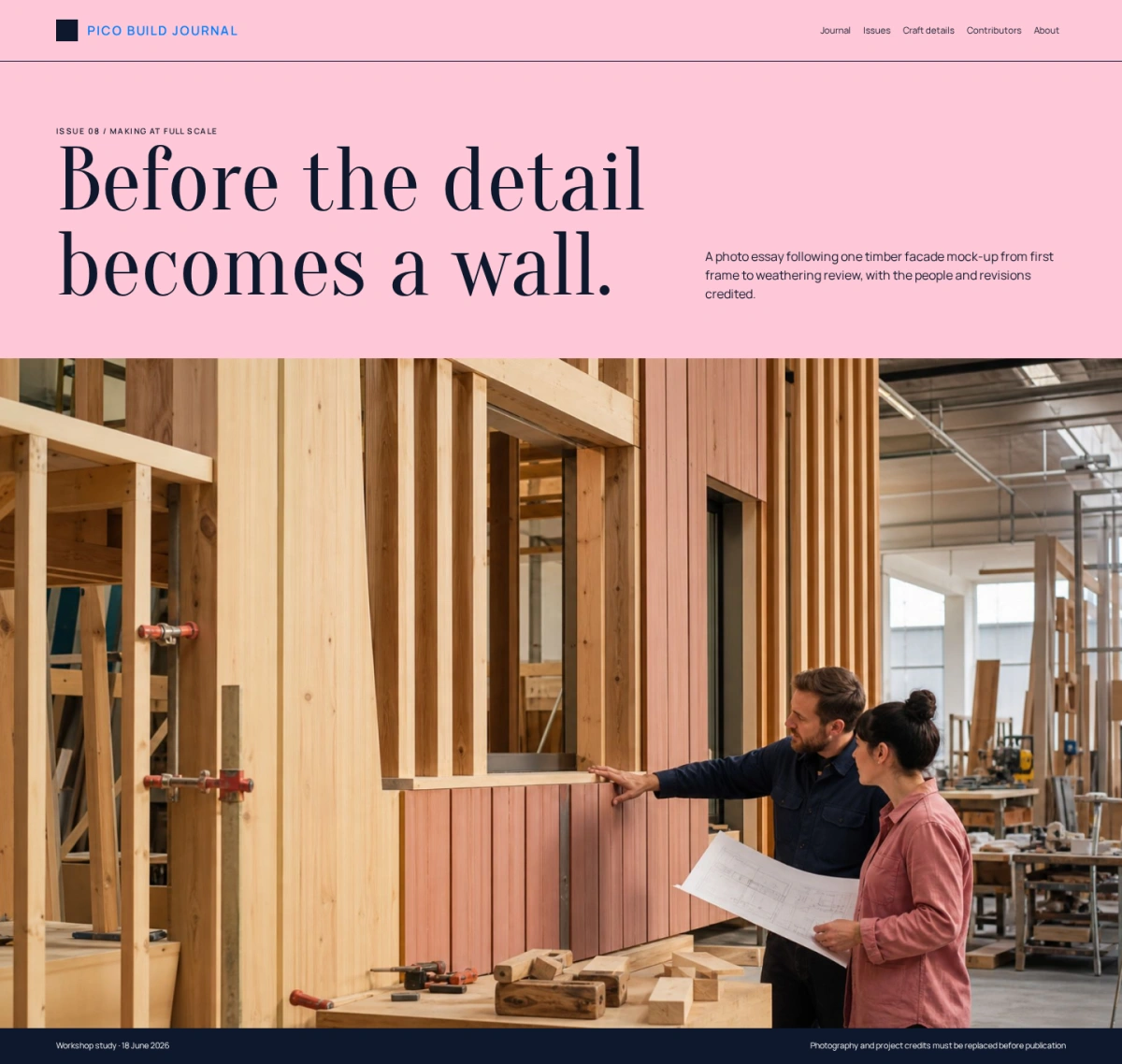 Pico Build Journal website template preview