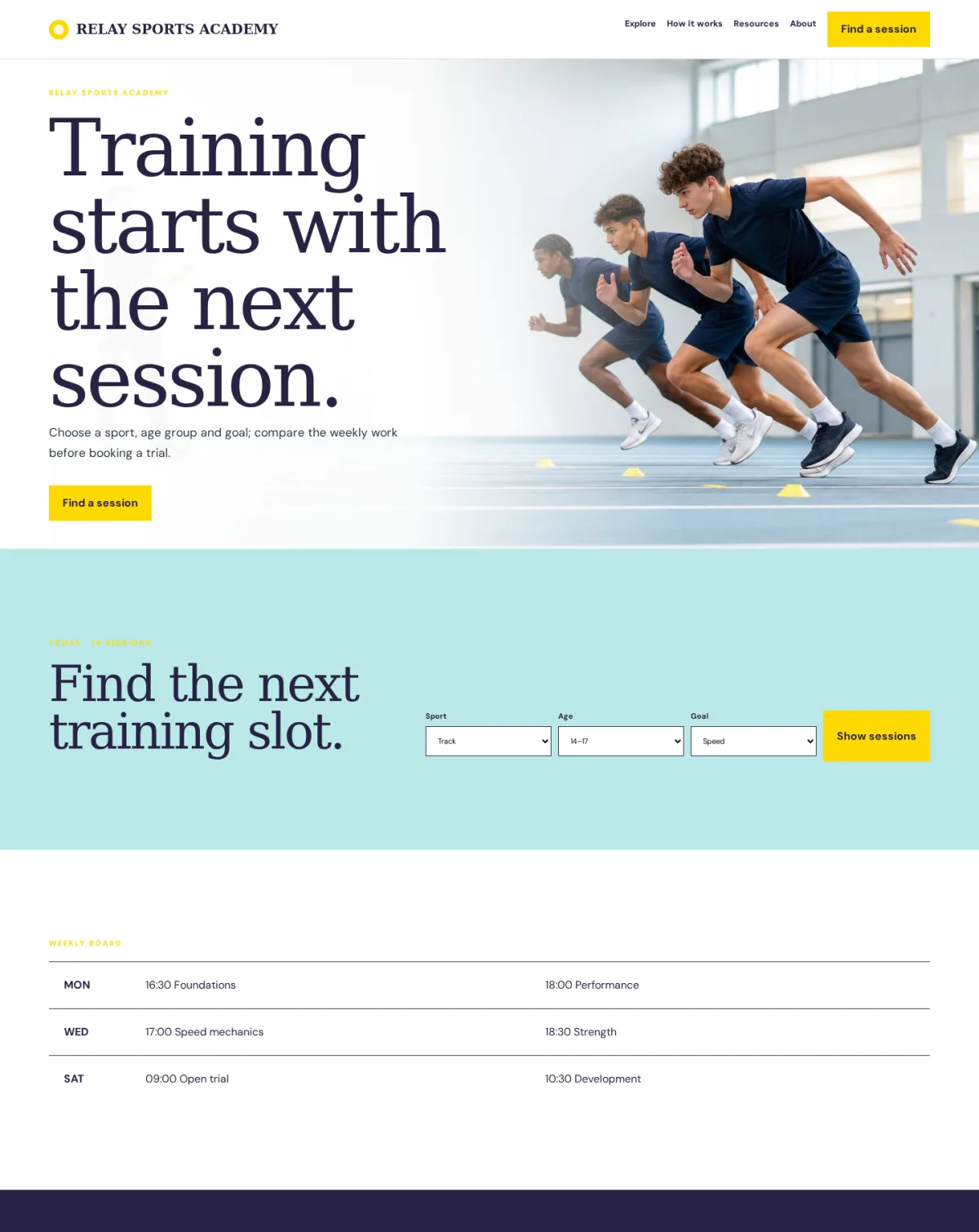 RELAY SPORTS ACADEMY website template preview