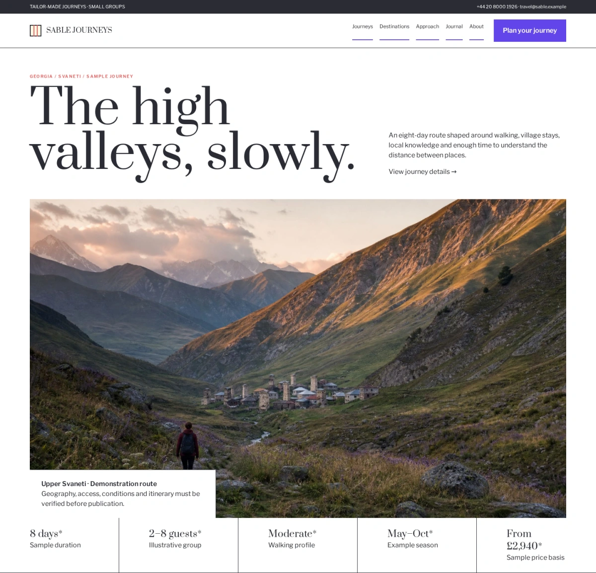 Sable Journeys website template preview