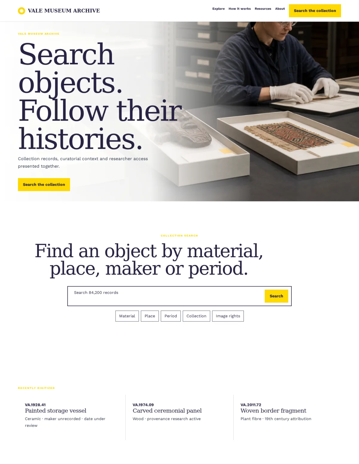 VALE MUSEUM ARCHIVE website template preview