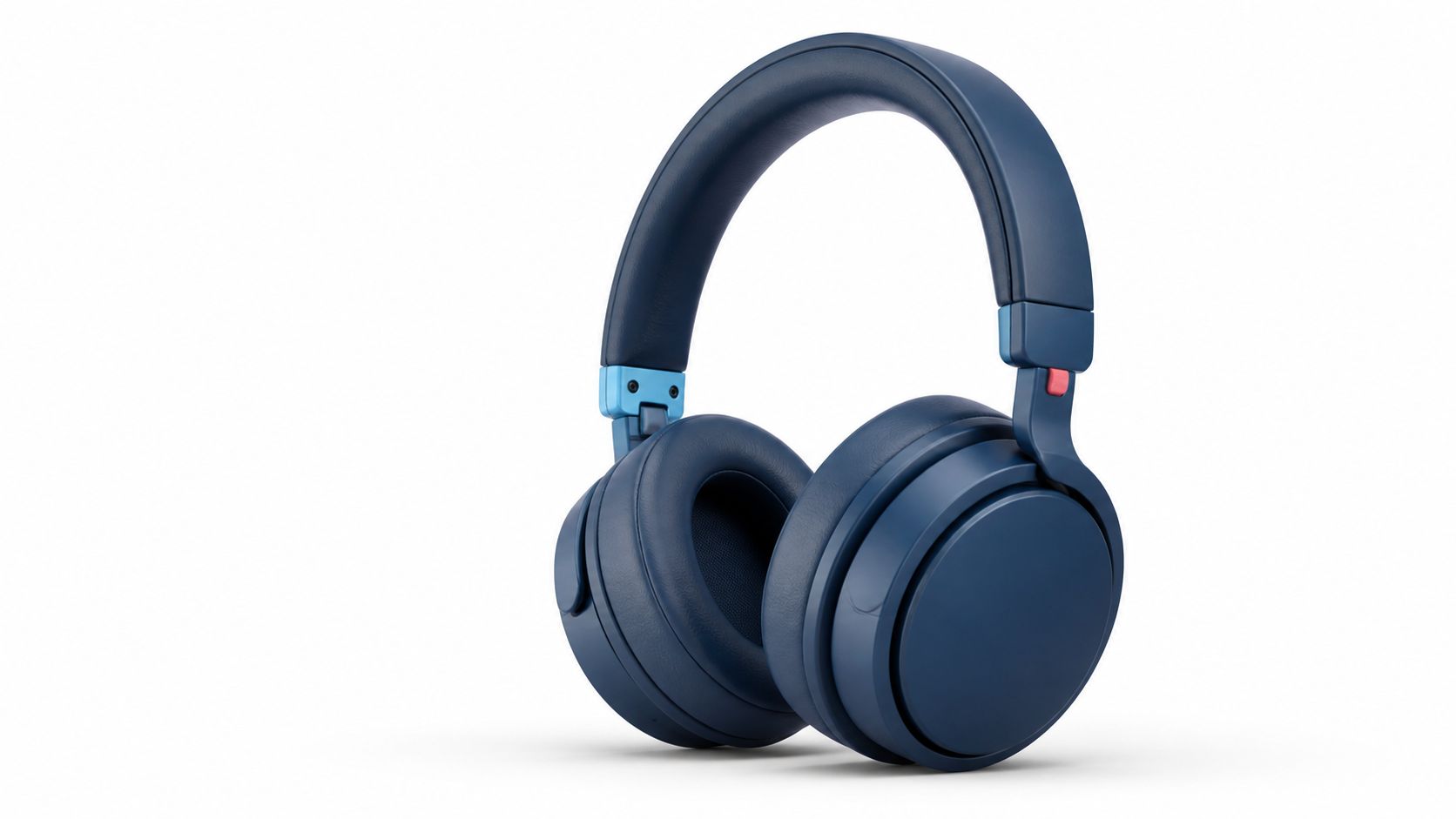 Deep blue over-ear headphones in a clean studio