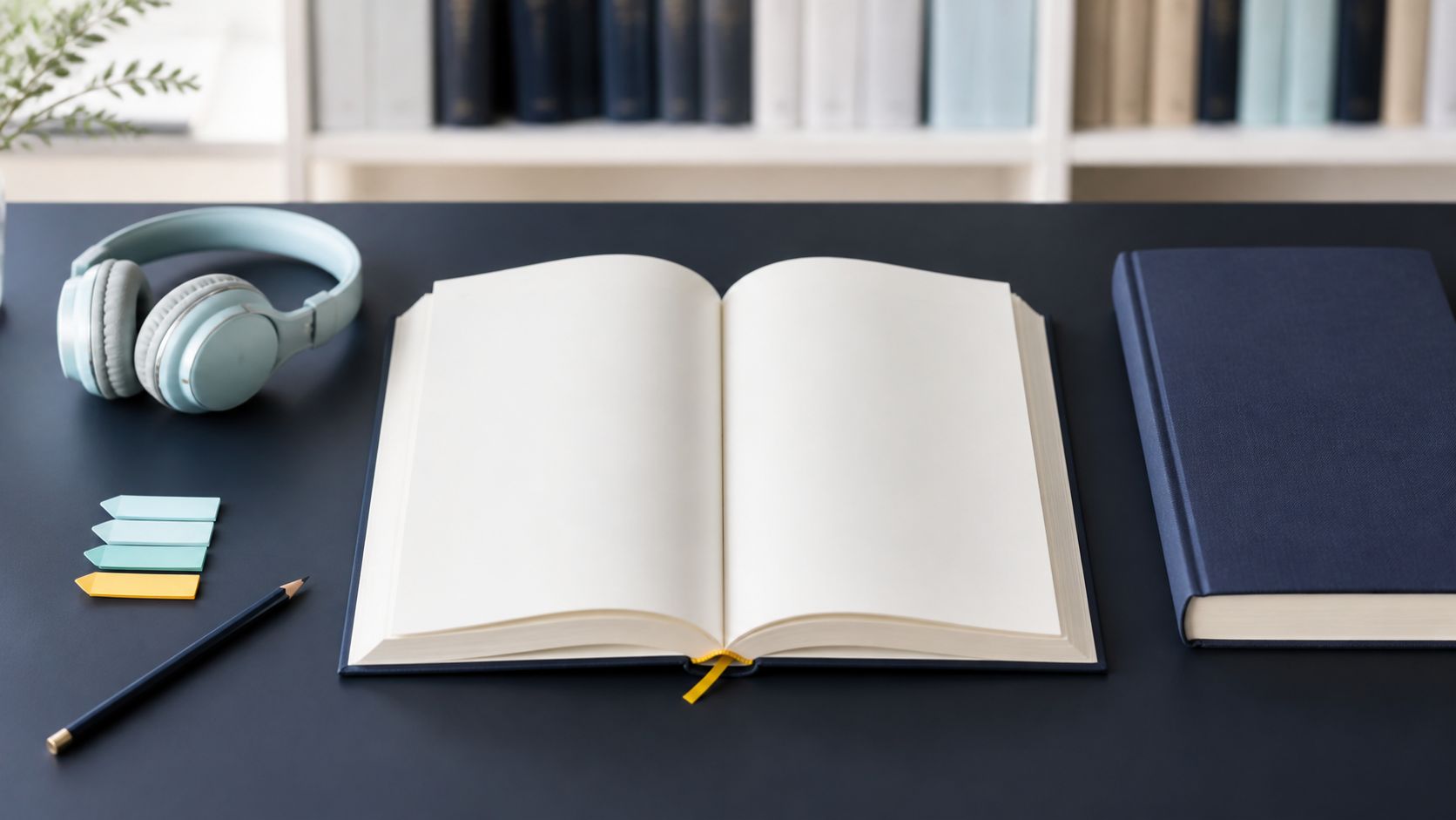 an open blank book prepared for a parallel-text reading